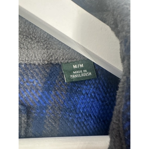 Orvis Blue Plaid Flannel Shirt Jacket Heavy Cotton Pockets Shacket Men's Size L - Picture 9 of 15